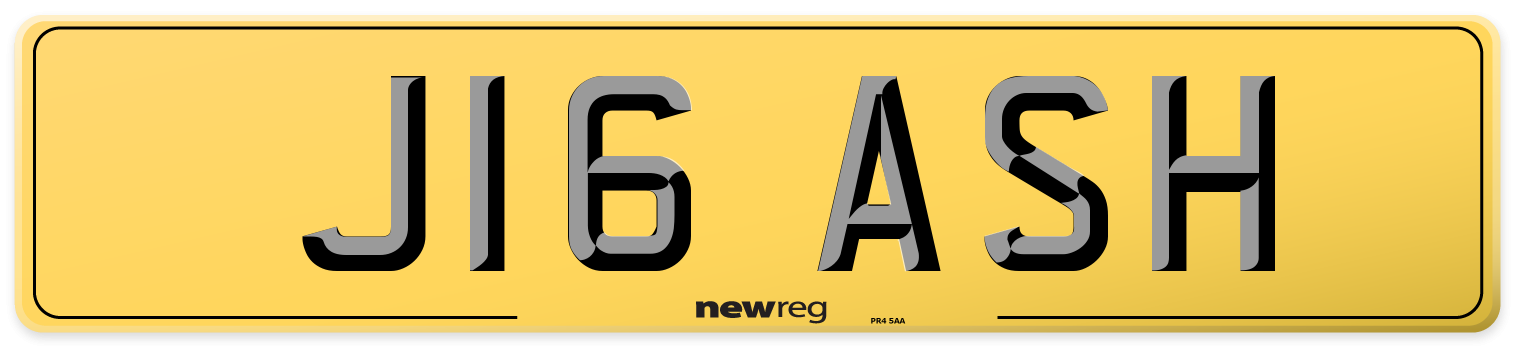 J16 ASH Rear Number Plate