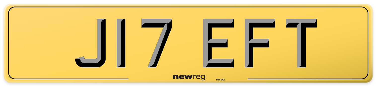 J17 EFT Rear Number Plate