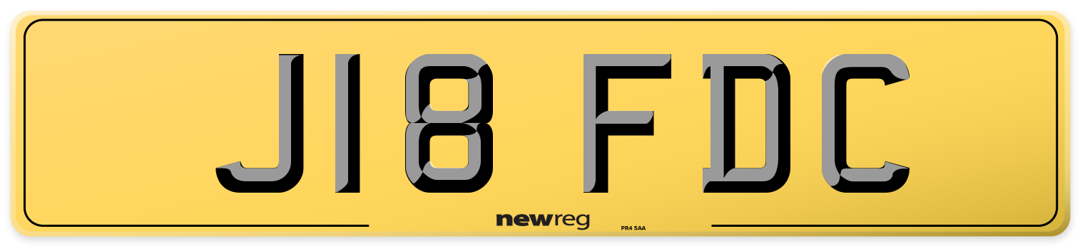 J18 FDC Rear Number Plate