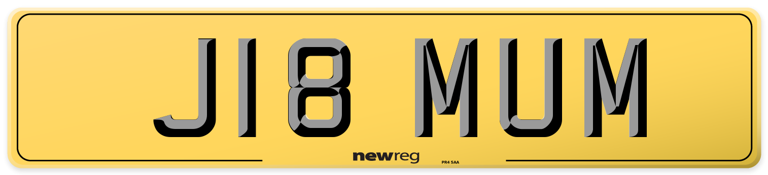 J18 MUM Rear Number Plate