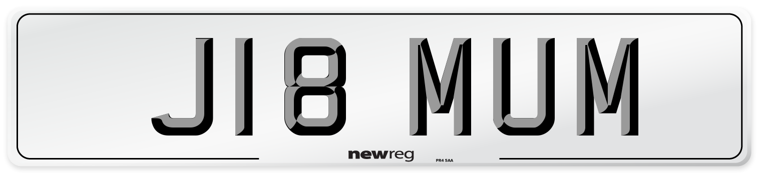 J18 MUM Front Number Plate