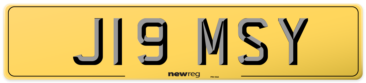 J19 MSY Rear Number Plate