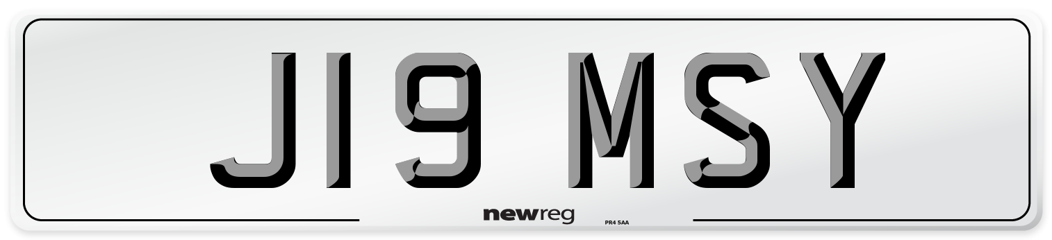 J19 MSY Front Number Plate