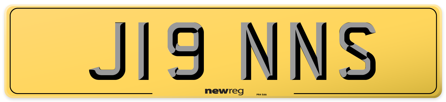 J19 NNS Rear Number Plate