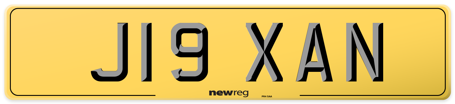 J19 XAN Rear Number Plate
