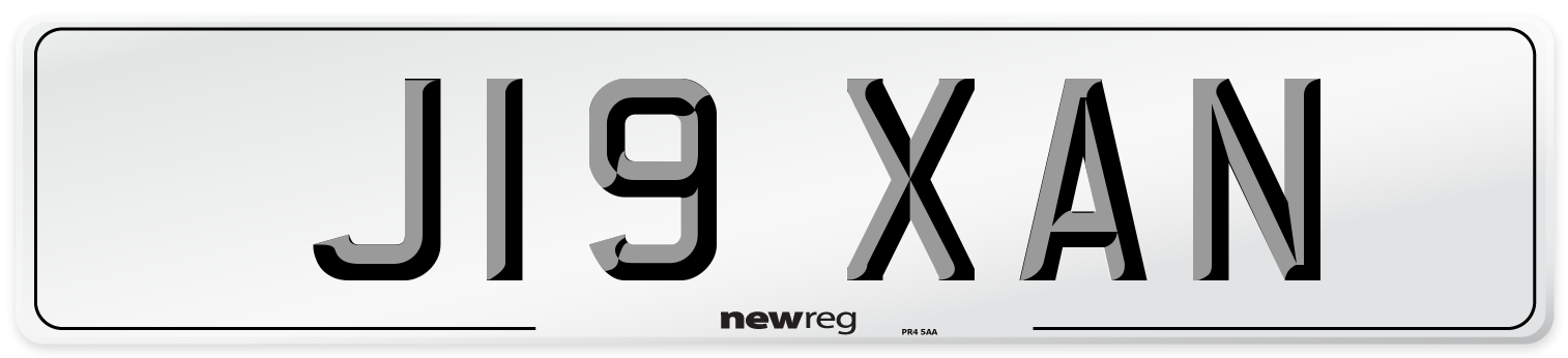 J19 XAN Front Number Plate