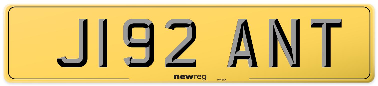 J192 ANT Rear Number Plate
