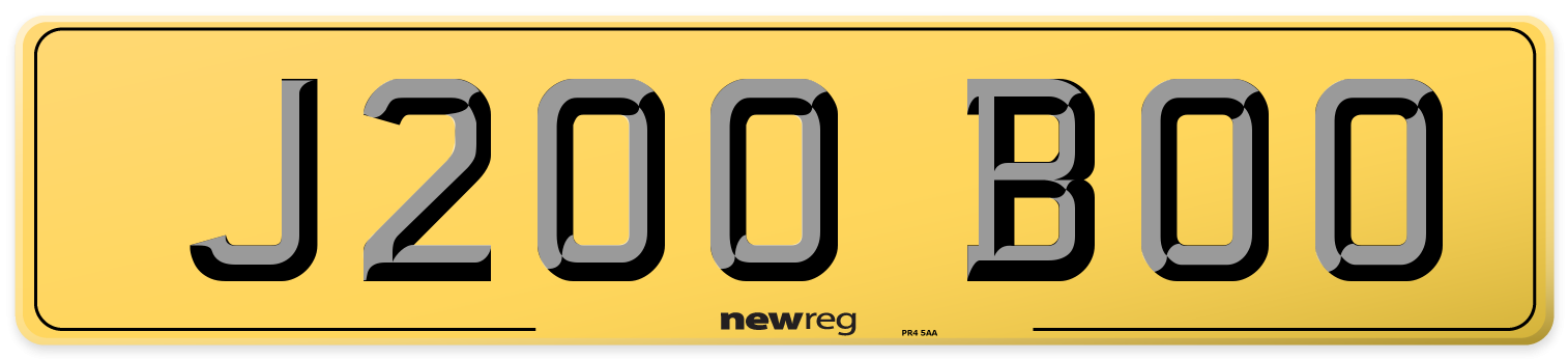 J200 BOO Rear Number Plate