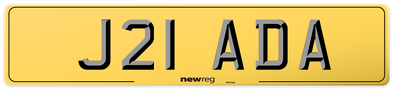 J21 ADA Rear Number Plate