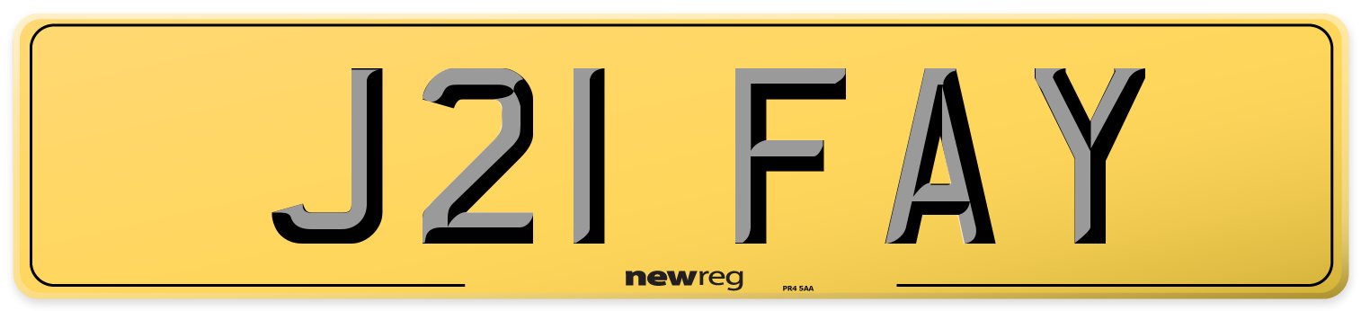 J21 FAY Rear Number Plate