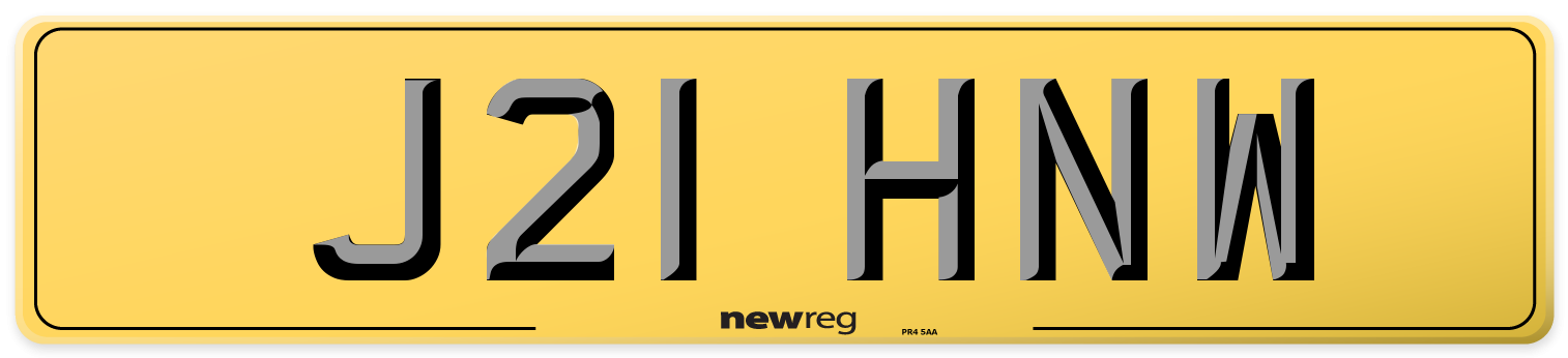 J21 HNW Rear Number Plate