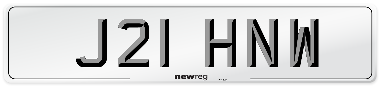 J21 HNW Front Number Plate