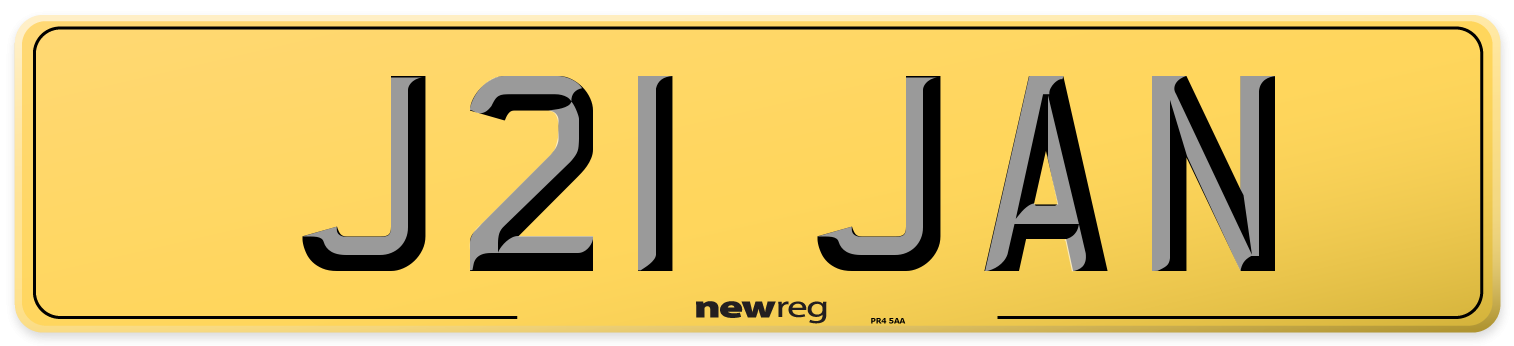 J21 JAN Rear Number Plate