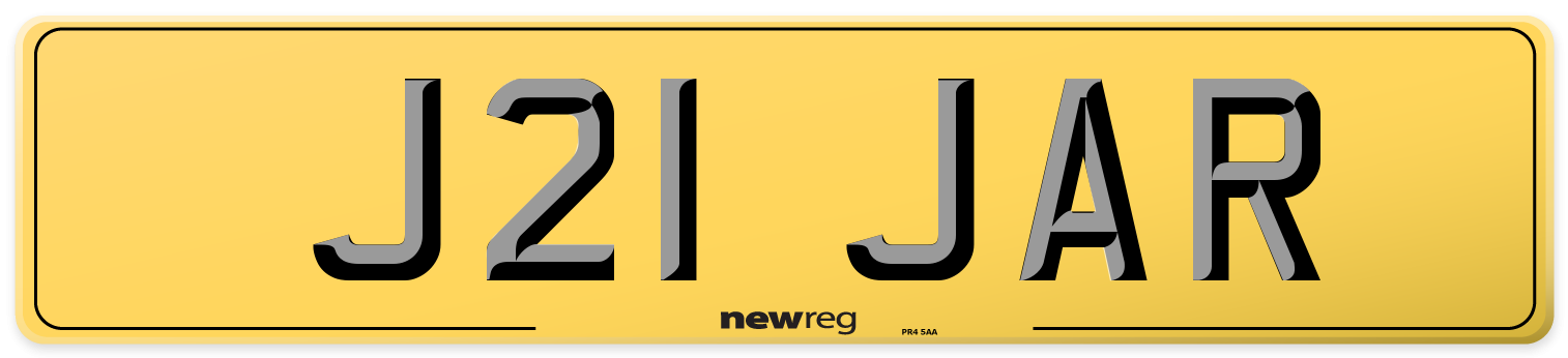 J21 JAR Rear Number Plate