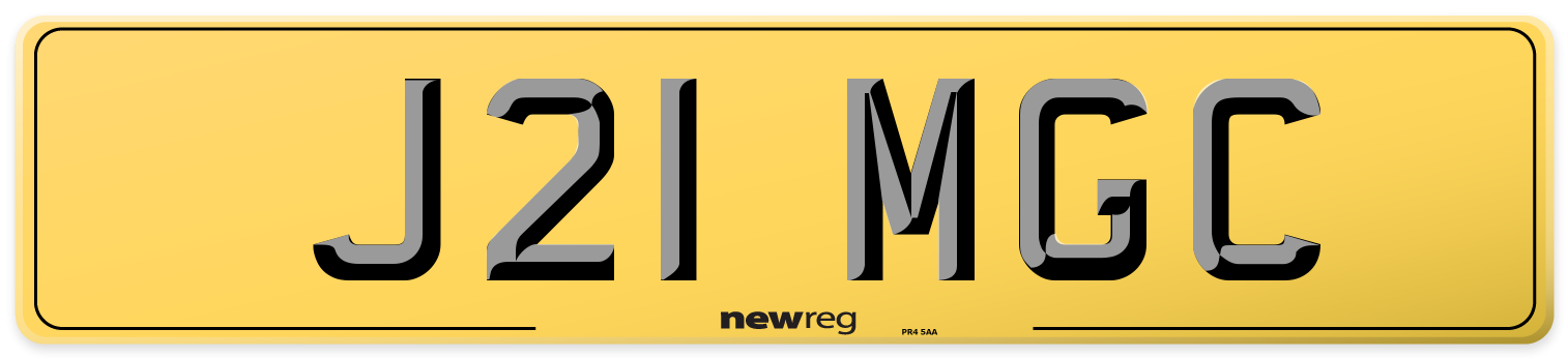 J21 MGC Rear Number Plate
