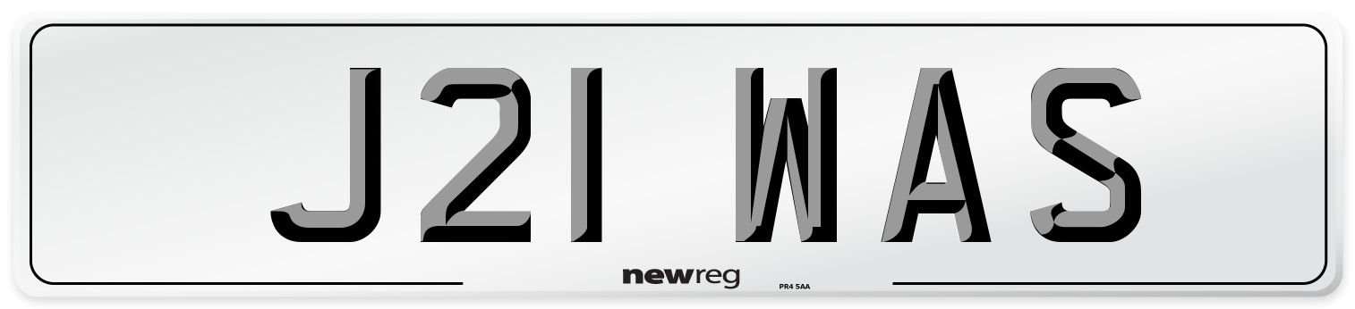 J21 WAS Front Number Plate