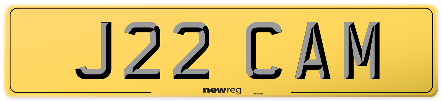 J22 CAM Rear Number Plate