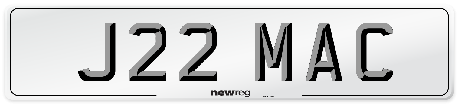 J22 MAC Front Number Plate