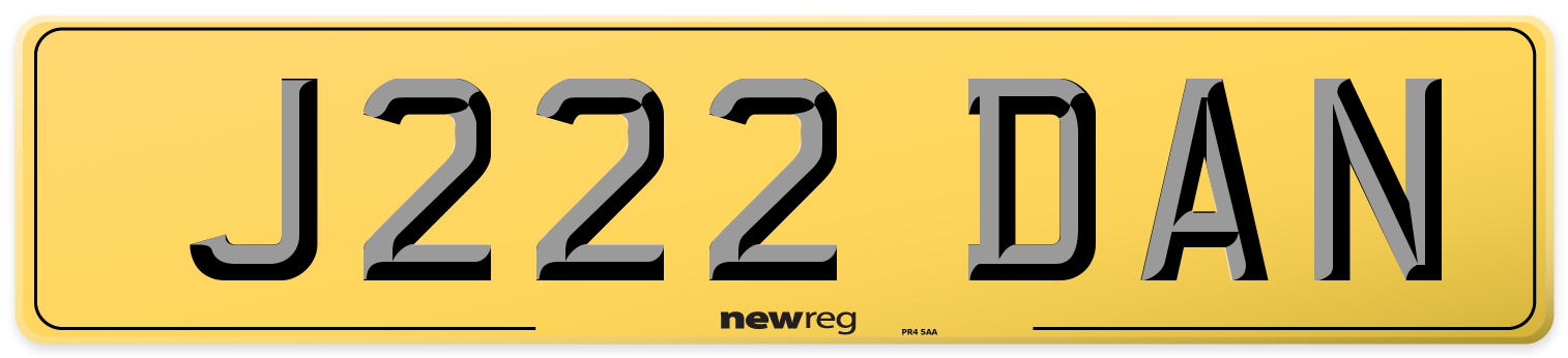 J222 DAN Rear Number Plate