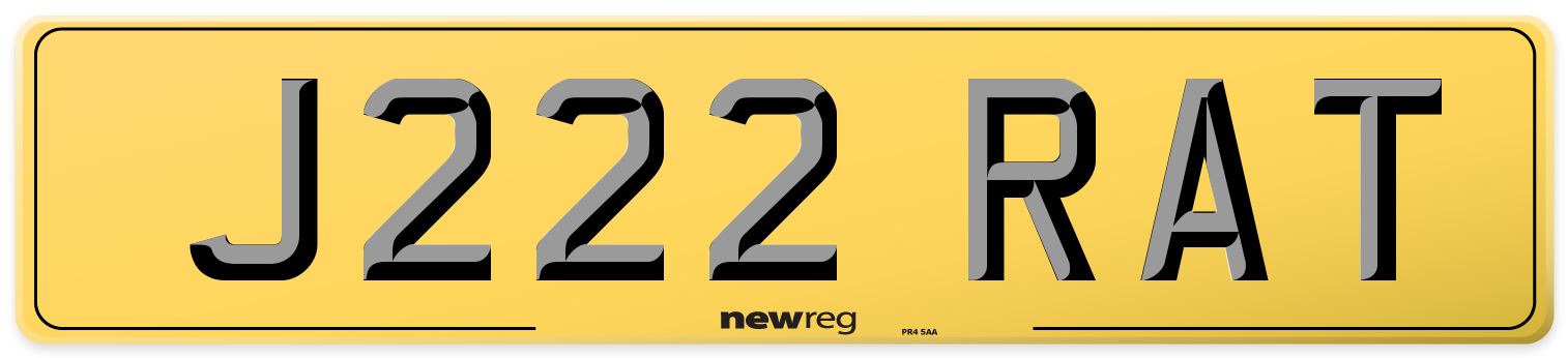 J222 RAT Rear Number Plate
