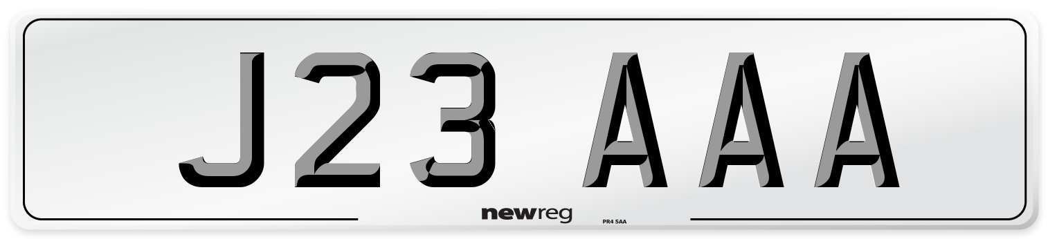 J23 AAA Front Number Plate