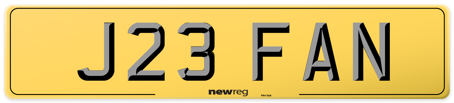 J23 FAN Rear Number Plate