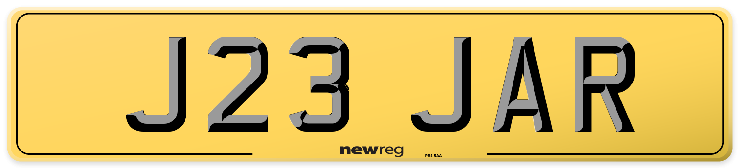 J23 JAR Rear Number Plate