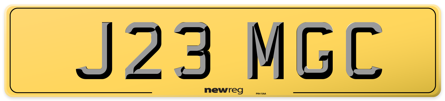 J23 MGC Rear Number Plate