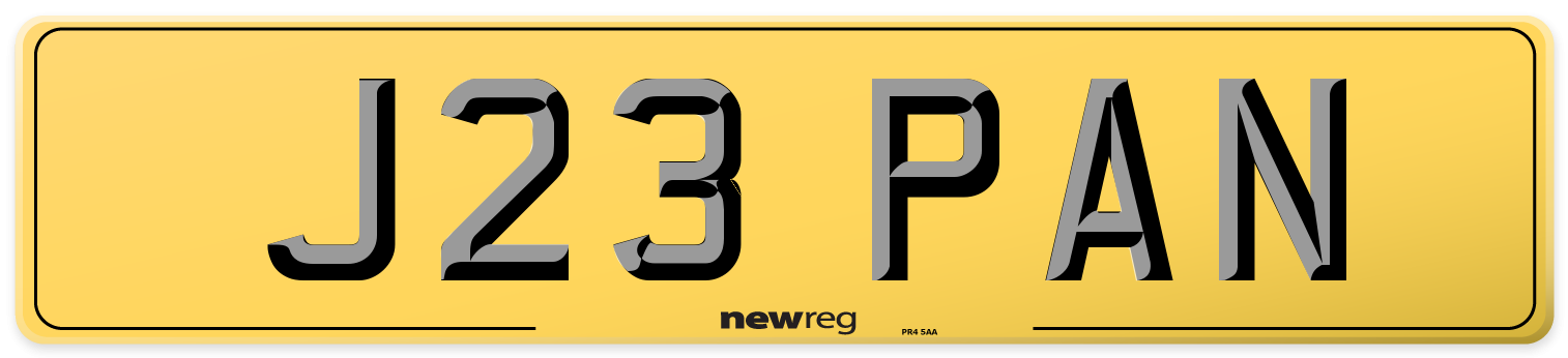 J23 PAN Rear Number Plate