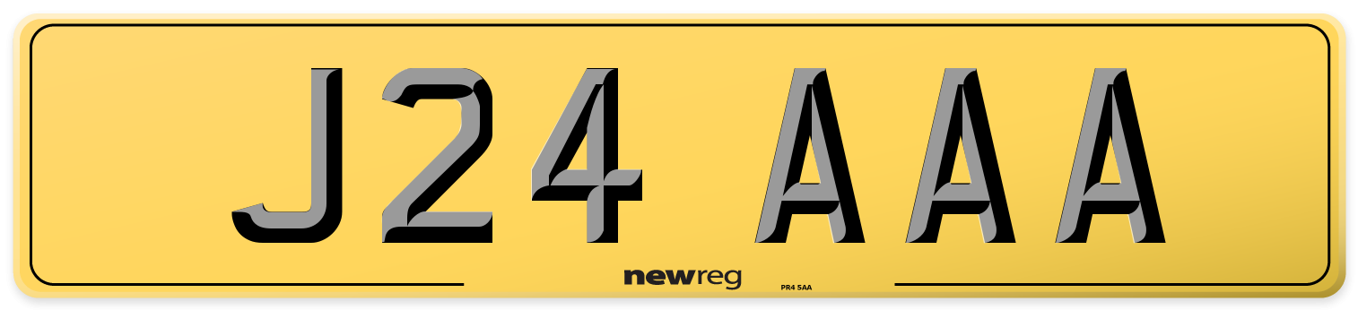 J24 AAA Rear Number Plate