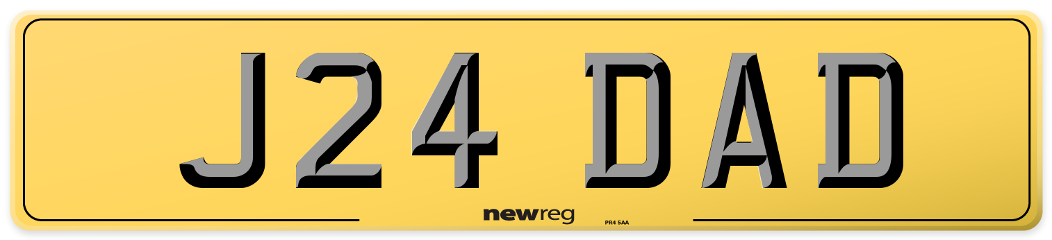 J24 DAD Rear Number Plate