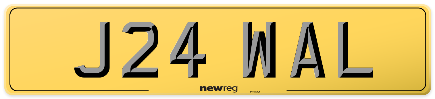 J24 WAL Rear Number Plate