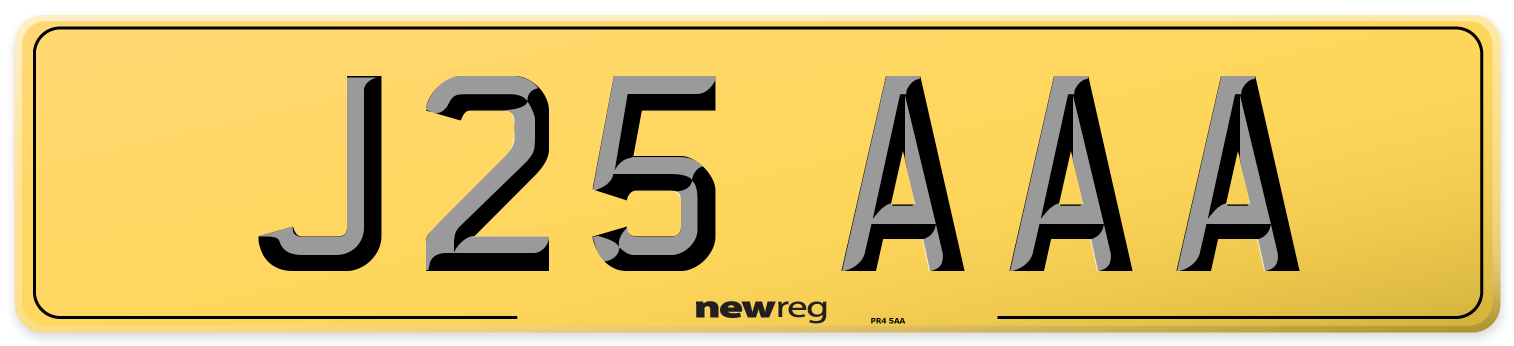 J25 AAA Rear Number Plate