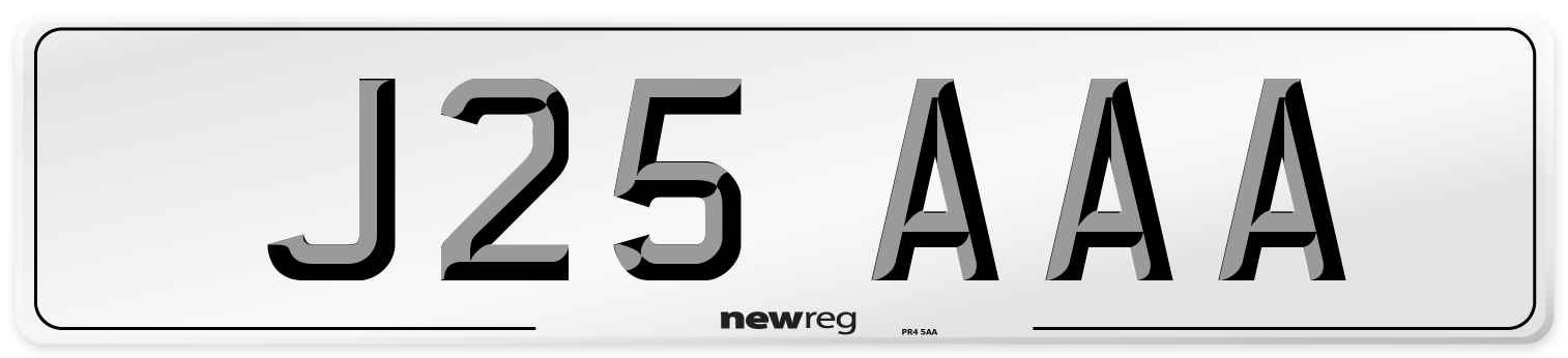 J25 AAA Front Number Plate