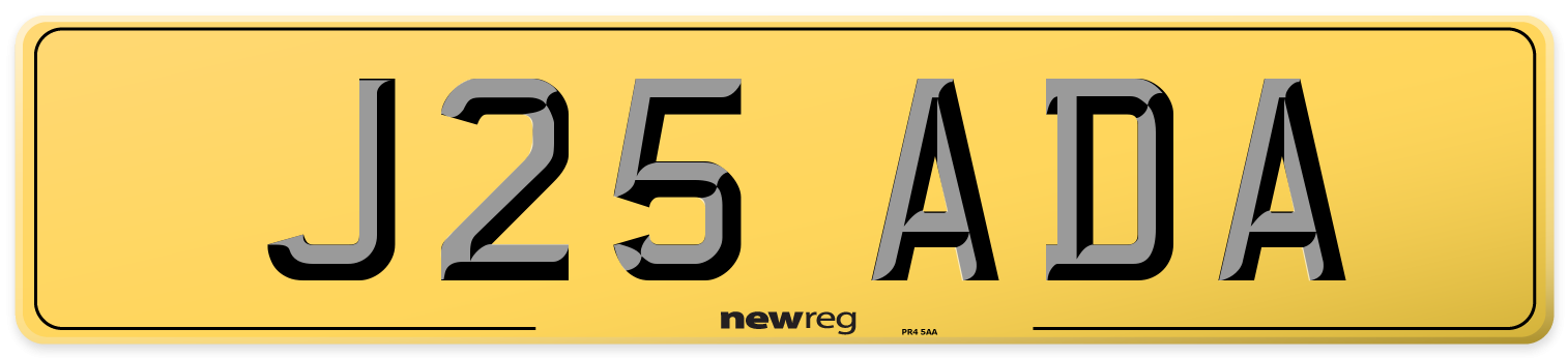 J25 ADA Rear Number Plate