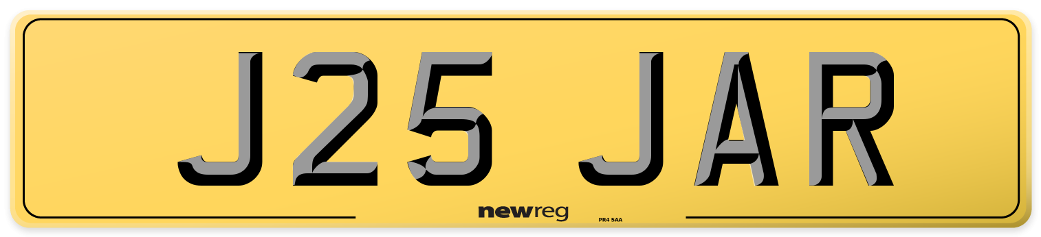 J25 JAR Rear Number Plate