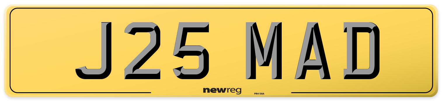 J25 MAD Rear Number Plate