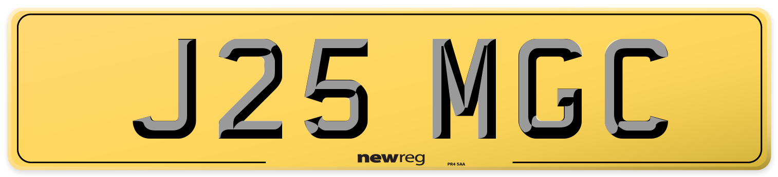 J25 MGC Rear Number Plate