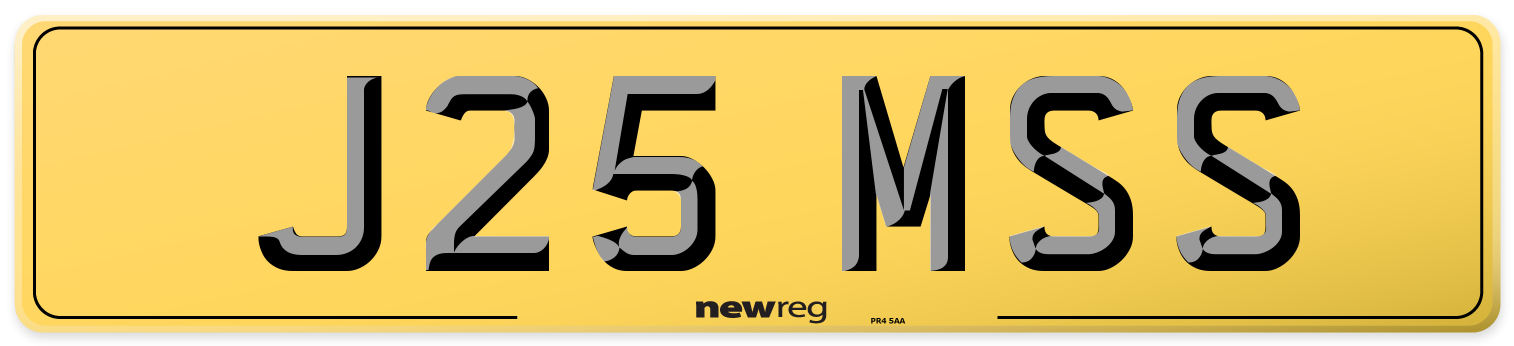 J25 MSS Rear Number Plate