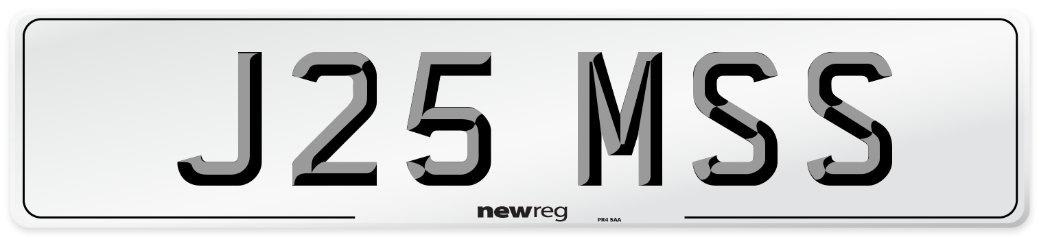 J25 MSS Front Number Plate