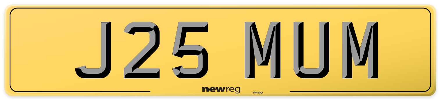 J25 MUM Rear Number Plate