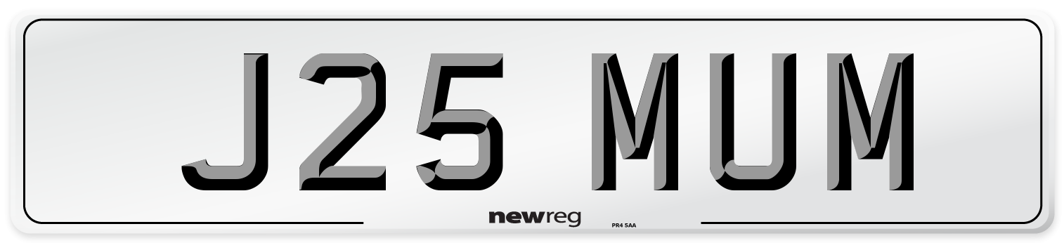 J25 MUM Front Number Plate