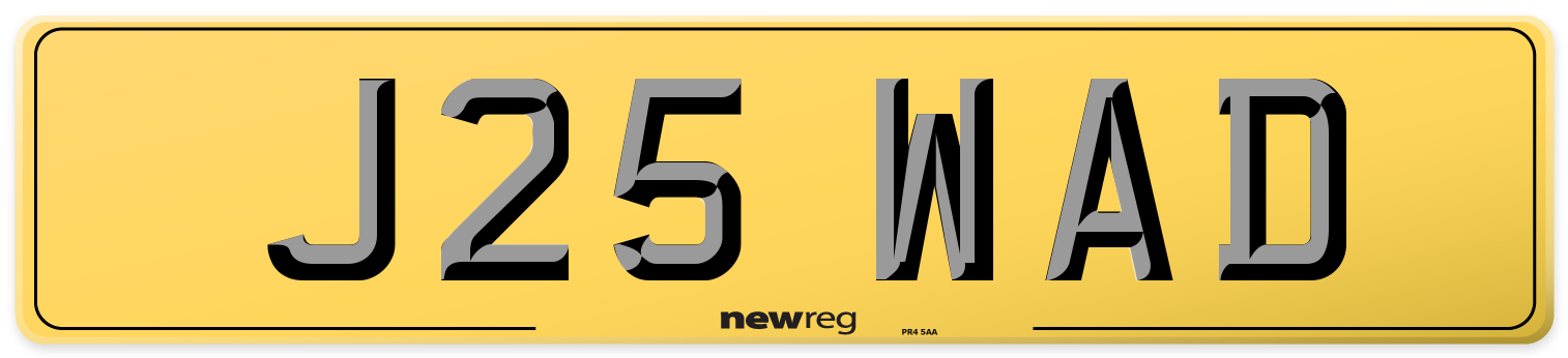 J25 WAD Rear Number Plate