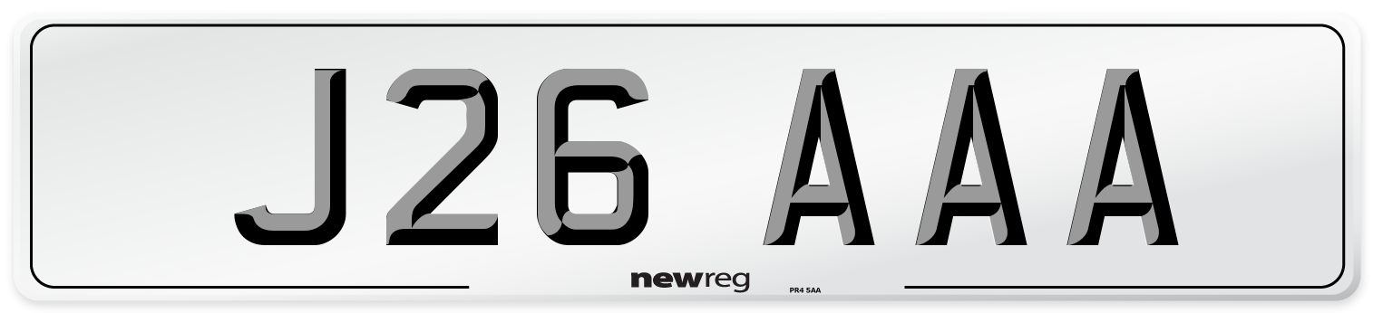 J26 AAA Front Number Plate