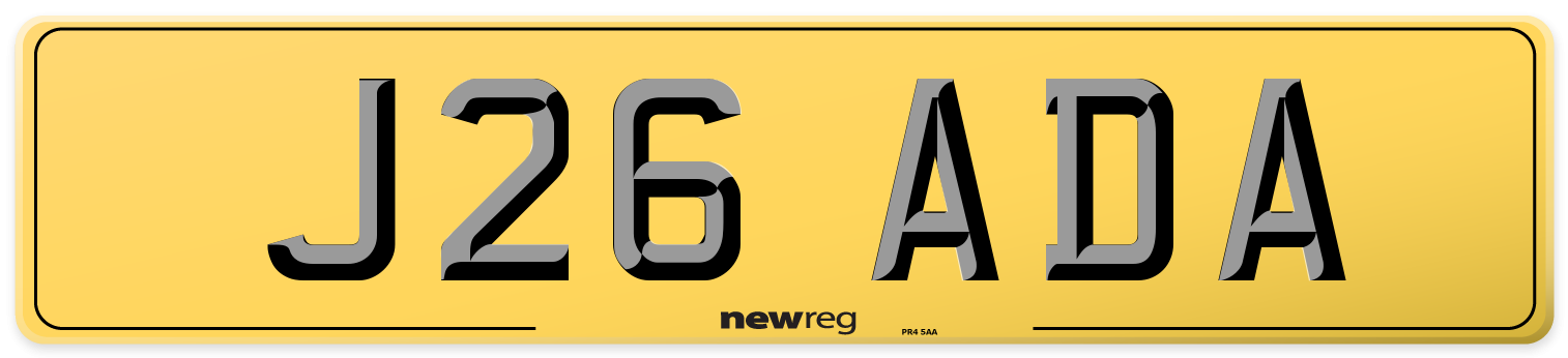 J26 ADA Rear Number Plate