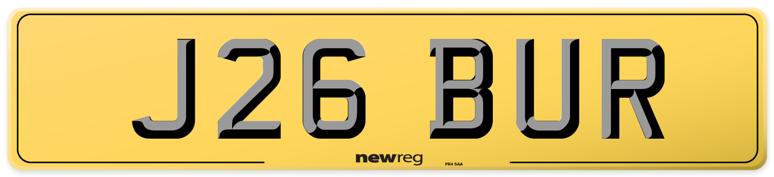 J26 BUR Rear Number Plate