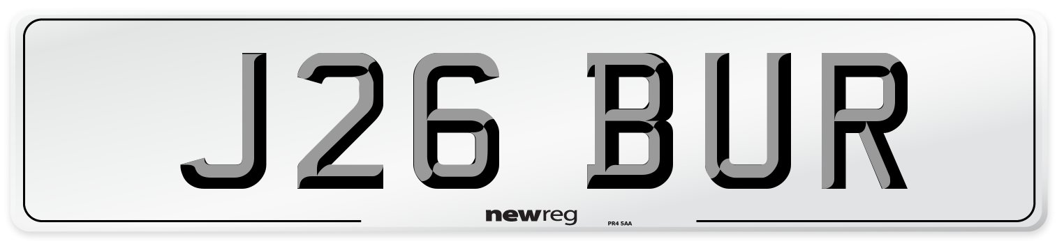J26 BUR Front Number Plate