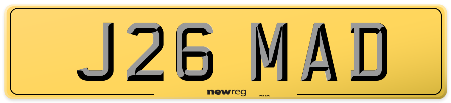 J26 MAD Rear Number Plate