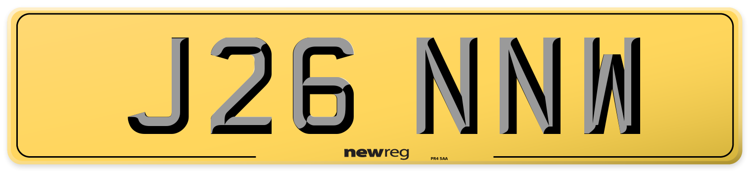 J26 NNW Rear Number Plate