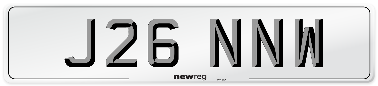 J26 NNW Front Number Plate